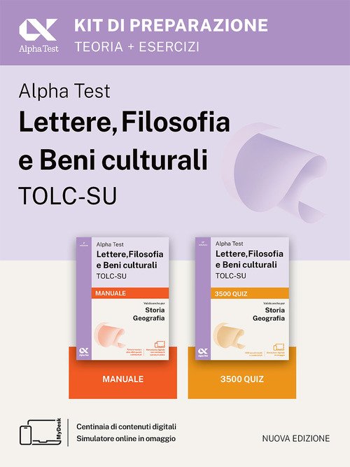 Alpha Test Lettere, Filosofia e Beni culturali TOLC-SU 2026-2027. Kit di preparazione. Per test di ammissione universitari