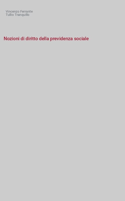 Nozioni di diritto della previdenza sociale