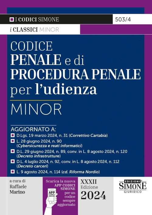 Codice penale e di procedura penale per l'udienza. Ediz. minor