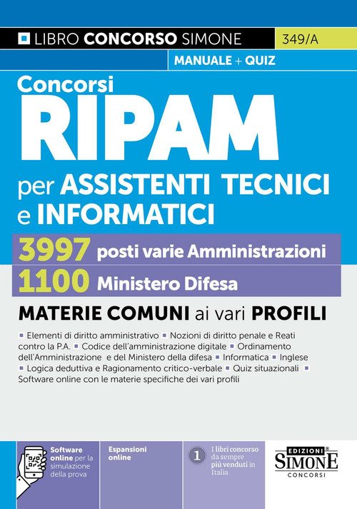 Concorsi RIPAM per assistenti tecnici e informatici, 3997 varie amministrazioni, 1100 Ministero della Difesa. Manuale
