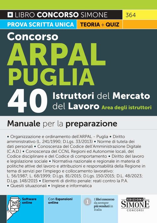 Concorso Arpal Puglia. 40 istruttori del mercato del lavoro. Area degli istruttori. Manuale per la preparazione