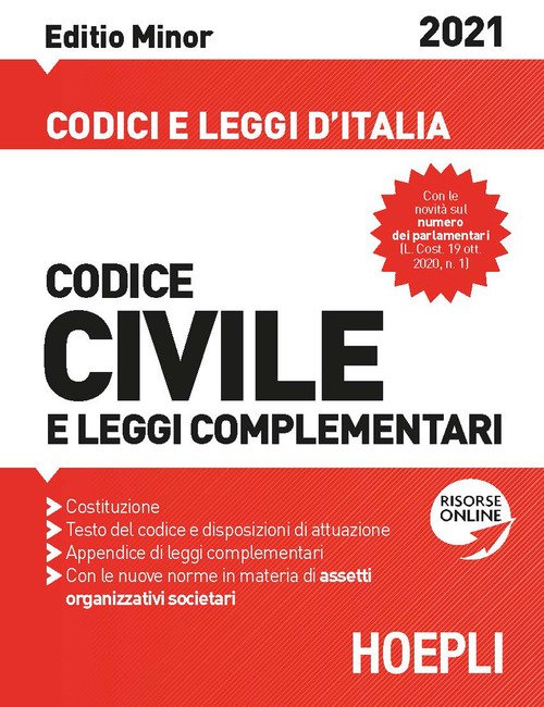 Codice civile e leggi complementari 2021. Ediz. minor