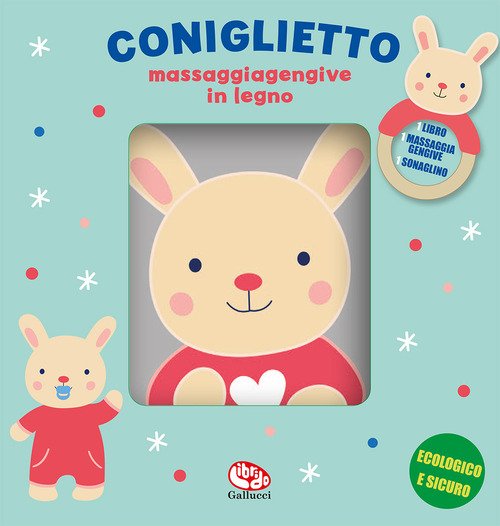 Coniglietto. Libri stoffa con massaggiagengive legno