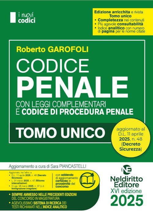 Codice Penale e di Procedura penale 2025 normativo per il Concorso in Magistratura. Aggiornato al DL Sicurezza