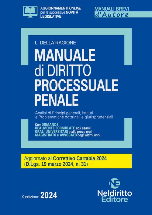Manuale di diritto processuale penale. Aggiornato al Decreto correttivo Cartabia