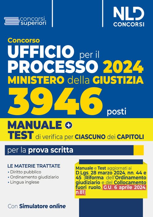 Concorso Ufficio del processo 3946 posti (UPP) Ministero della Giustizia 2024