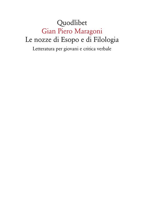 Le nozze di Esopo e di Filologia. Letteratura per giovani e critica verbale