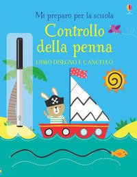 Controllo della penna. Mi preparo per la scuola. Libro disegno e cancello