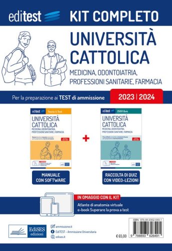 Kit completo EdiTEST. Universit&agrave; Cattolica. Medicina, odontoiatria, professioni sanitarie