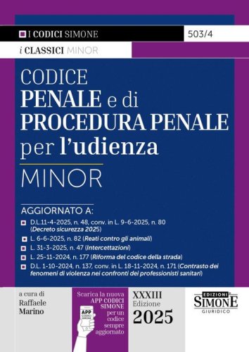 Codice penale e di procedura penale per l'udienza. Ediz. minor
