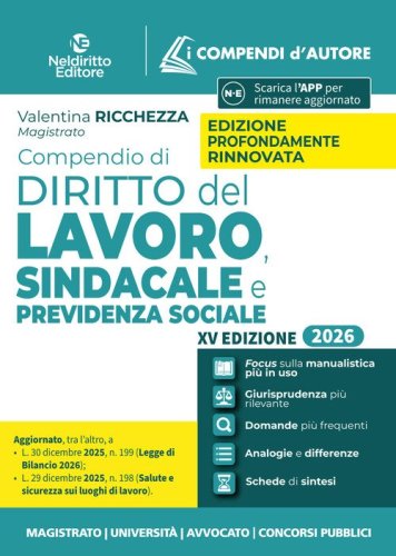 Compendio di diritto del lavoro, sindacale e della previdenza sociale 2026