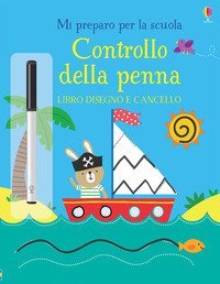 Controllo della penna. Mi preparo per la scuola. Libro disegno e cancello